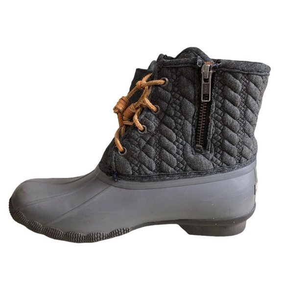 Sperry Duck Boots STS97186 Gray Charcoal Saltwater Rope Womens 6M Quilted Ankle - Picture 4 of 11